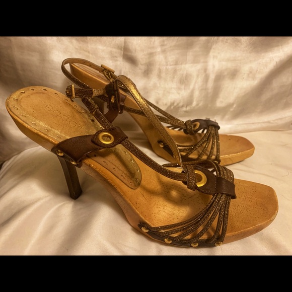 BCBG Girls Strappy Stillettos - Glitter Gold/Brown - Picture 1 of 4